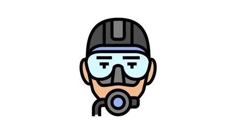 Scuba diving mask face color icon animation Video stock 326104530