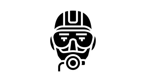Scuba diving mask face glyph icon animation Video stock 326151336
