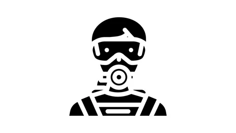 Scuba diving mask face glyph icon animation Video stock 326742061