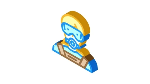 Scuba diving mask face isometric icon animation Video stock 327288447