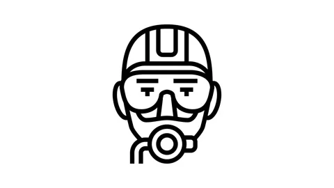Scuba diving mask face line icon animation Video stock 326130797