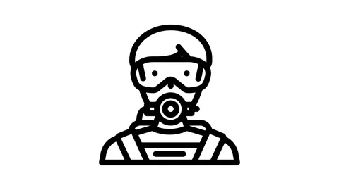 Scuba diving mask face line icon animation Video stock 326758805