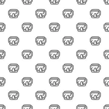 Scuba diving mask repeated pattern on white background Illustrazione stock
