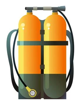 Scuba diving oxygen tank. Object isolated on white background. Vector Stock Illustration