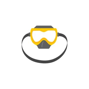 Scuba diving rubber mask, flat vector illustration isolated on white backgrou Stock Illustration