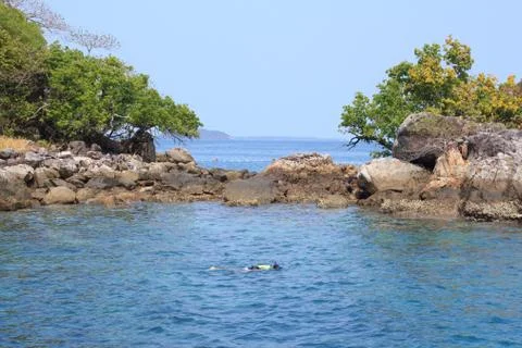 Scuba diving in the sea Stock Photos