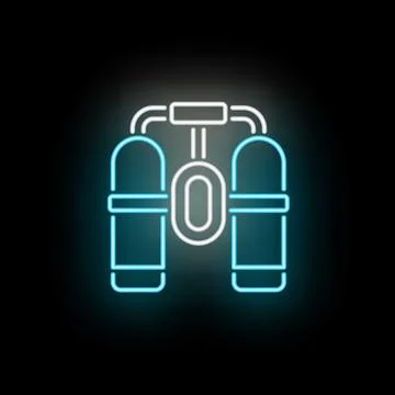 Scuba diving tanks neon light producing a glowing effect Stock Illustration