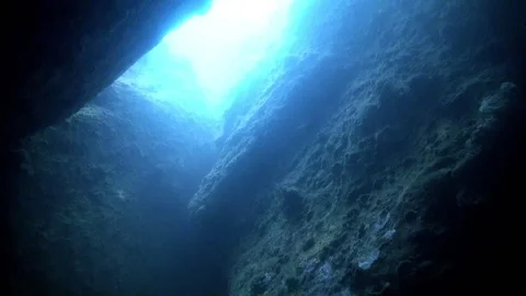 Scuba diving at Underwater Cave Stock Footage 257672087