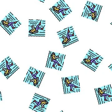 Scuba diving vector seamless pattern Stock Illustration