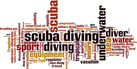 Scuba diving word cloud Stock Illustration