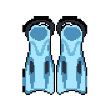 Scuba flippers pixel art vector illustration Stock Illustration