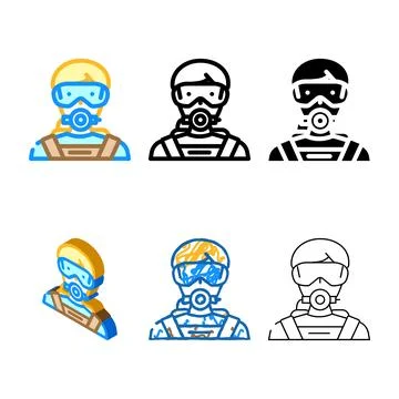 Scuba styles diving mask face color icon vector Stock Illustration