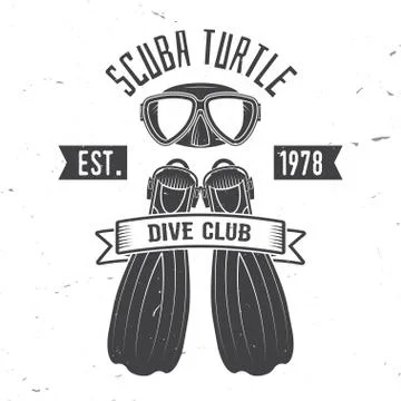 Scuba turtle dive club. Vector illustration Stock Illustration