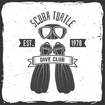Scuba turtle dive club. Vector illustration Illustrazione stock