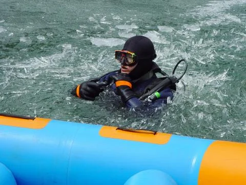 Scuba in winter Stock Photos
