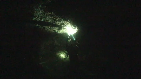 Scubadiver exploring underwater  cave Stock Footage 42888918
