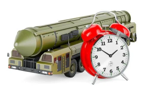 Scud missile, mobile short-range ballistic missile system with alarm clock,.. 스톡 일러스트