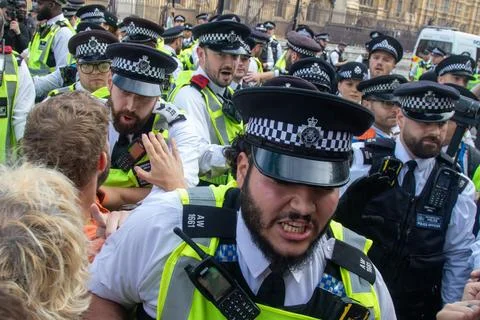 Scuffles in Parliament Square Stock Photos
