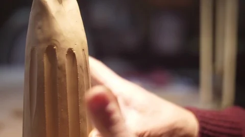 Sculpting modeling tool clay art slow motion Stock Footage 85485513