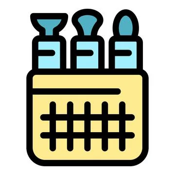 Sculpting tools inside a plastic case with grid pattern Stock Illustration