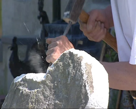 Sculptor carving marble Stock Footage 33066855