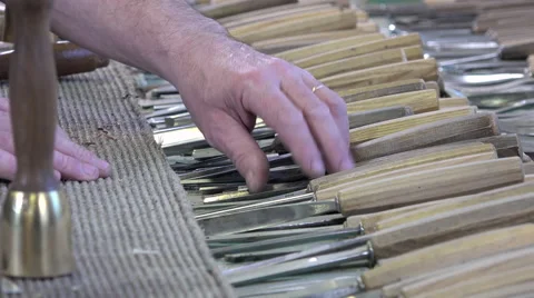 The sculptor chose a chisel Video stock 58016259