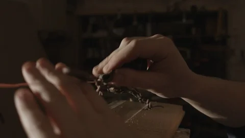 The sculptor creates a model of the future sculpture. Stock Footage 124862199