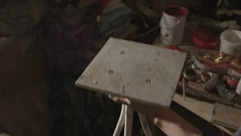 The sculptor creates a model of the future sculpture. Stock Footage 124862614