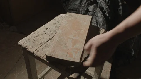 The sculptor creates a model of the future sculpture. Stock Footage 124863481