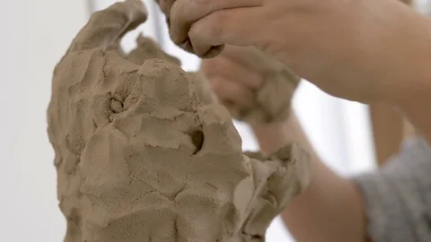 A sculptor creates a sculpture. Stock Footage 83131711