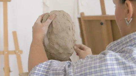 A sculptor creates a sculpture. Stock Footage 83131950