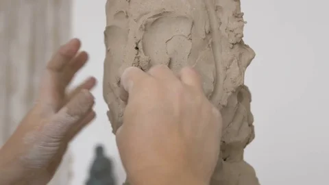 A sculptor creates a sculpture. Stock Footage 83131980