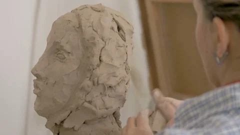 A sculptor creates a sculpture. Stock Footage 83132335