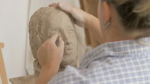 A sculptor creates a sculpture. Stock Footage 83133037