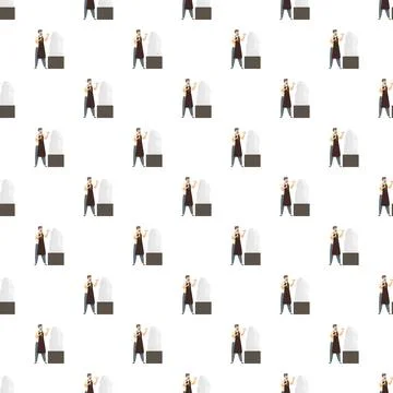 Sculptor creating artwork from marble block seamless pattern イラスト素材