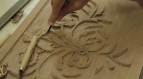 Sculptor, Etching, Wood Stock Footage 42000734
