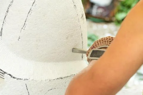 Sculptor hands while working with the tools. Stock Photos