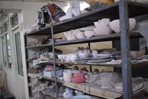 A sculptor making studio Stock Photos