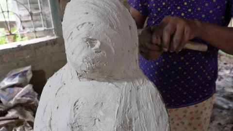 Sculptor Shaping Stock Footage 340773091