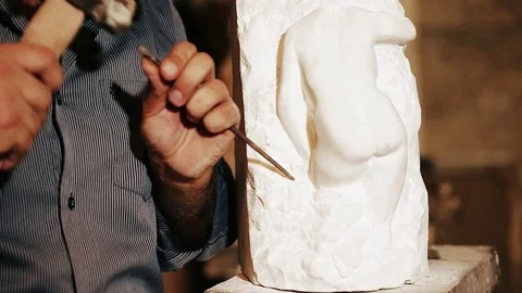 Sculptor work with gypsum	 Stock Footage 81515762