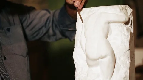 Sculptor work with gypsum	 Stock Footage 81515806
