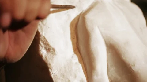 Sculptor work with gypsum	 Stock Footage 81515822