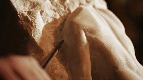 Sculptor work with gypsum	 Stock Footage 81515905
