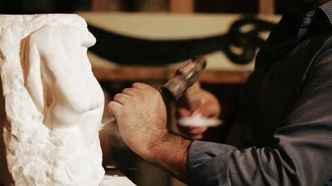 Sculptor work with gypsum	 Stock Footage 81515927