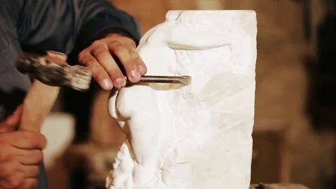 Sculptor work with gypsum	 Stock Footage 81515936