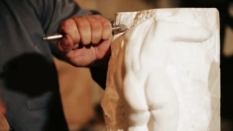 Sculptor work with gypsum	 Stock Footage 81516042