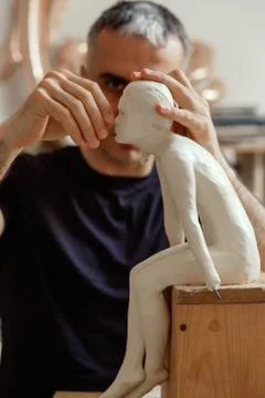 Sculptor at work Foto stock