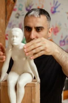 Sculptor at work Foto stock