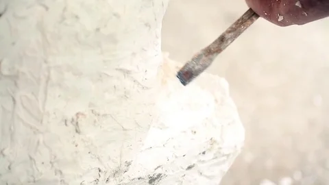 Sculptor is working on the creation of a monument Stock Footage 75459251
