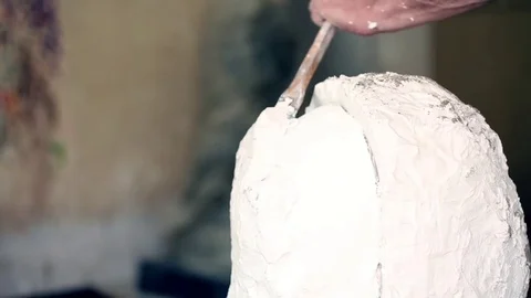 Sculptor is working on the creation of a monument Stock Footage 75459273